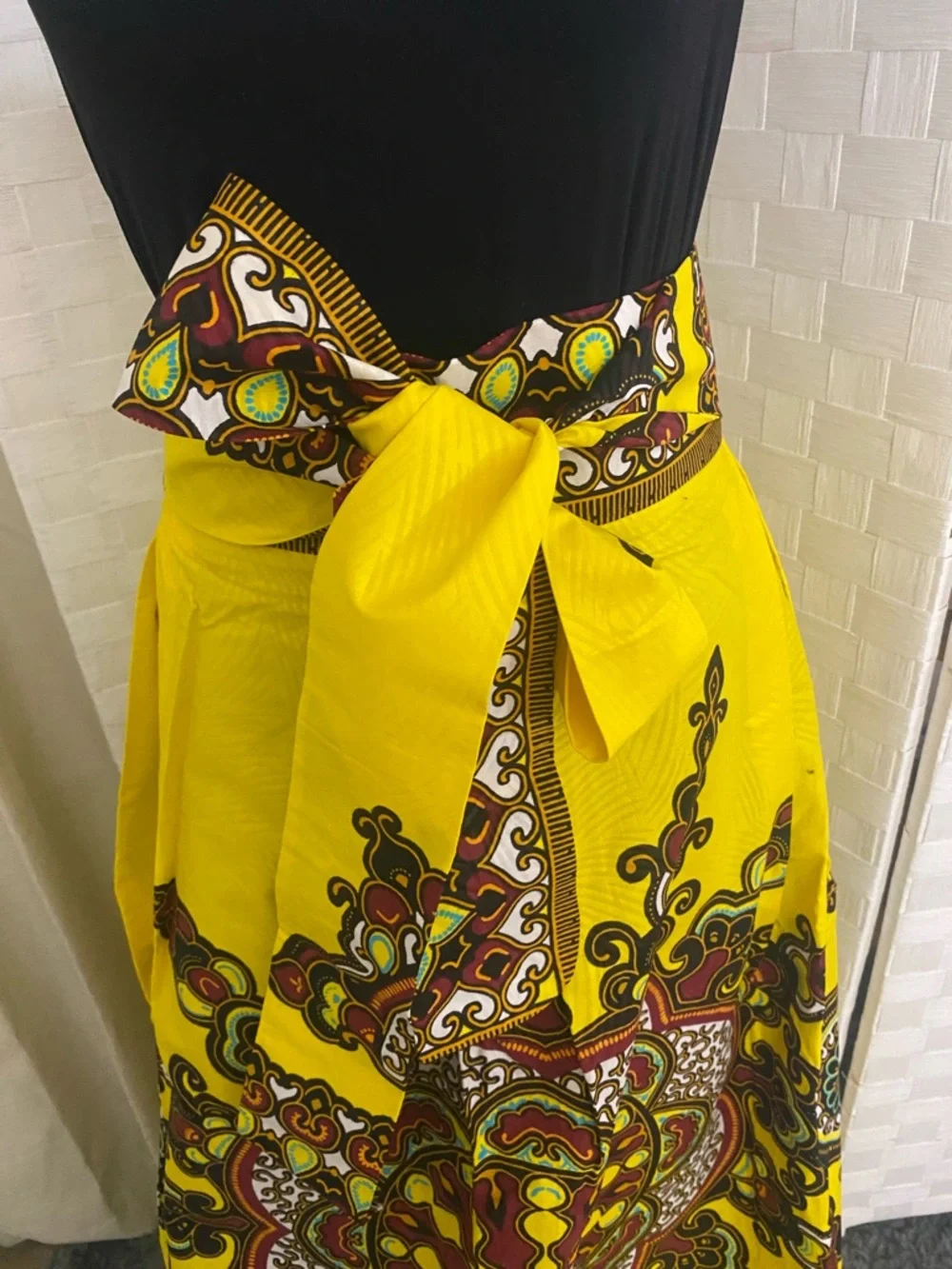 Vibrant Yellow African Print Maxi Skirt - Picture 6 of 9